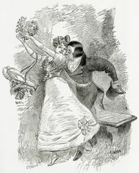 Illustratie uit Toute la Lyre, 19e eeuw (bw gravure)